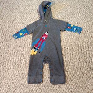 Hatley Double Sleeve Romper 12-18 Months Rocket Space Ship Hooded